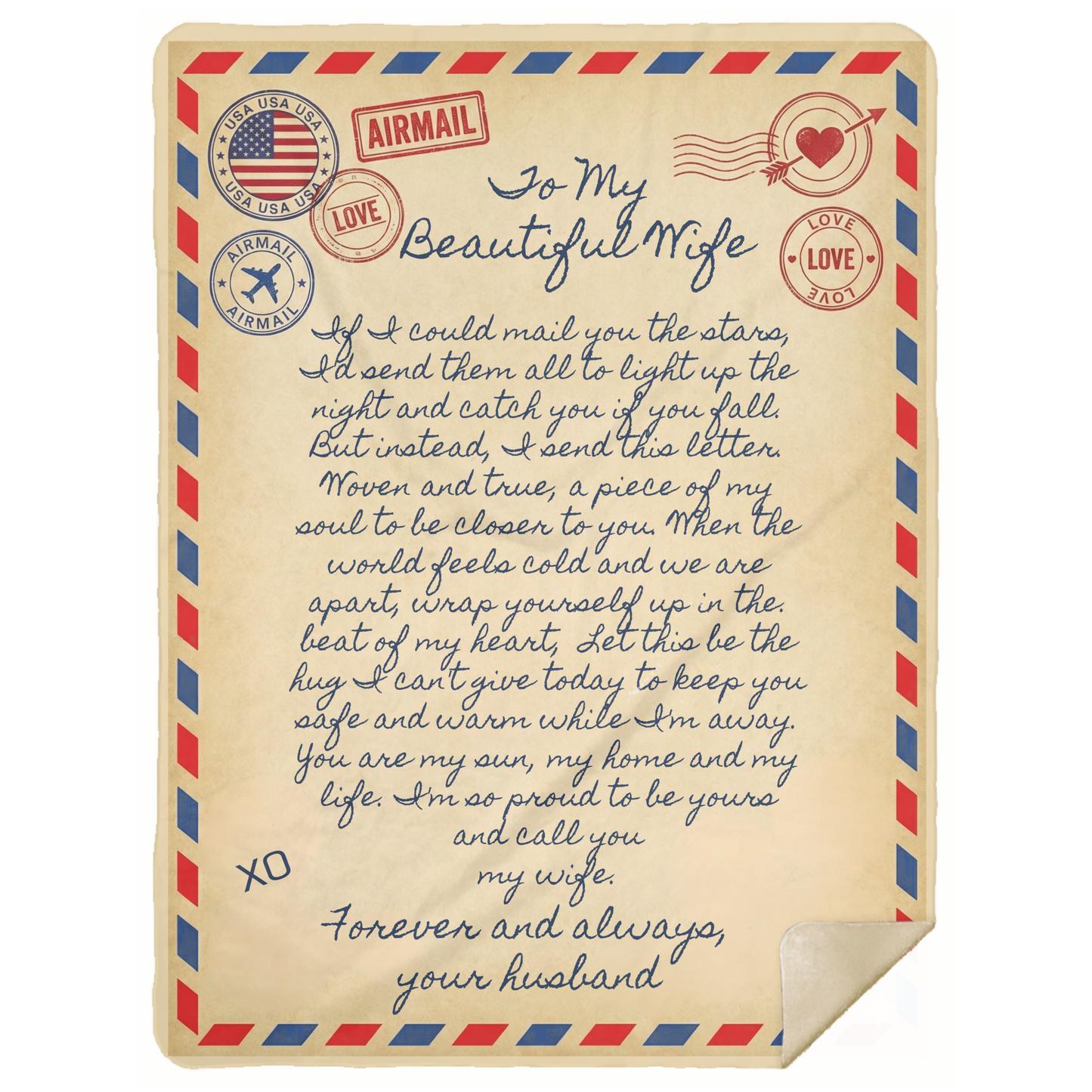 To My Wife Sherpa Blanket 60x80 | Forever and Always From Your Husband