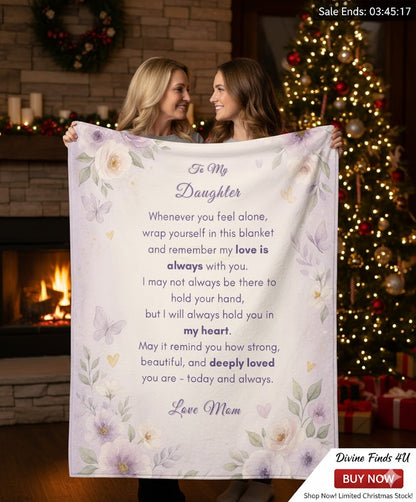 To My Daughter Blanket – Soft Velveteen Plush Floral Throw Gift from Mom – 50×60 Inspirational Keepsake Blanket