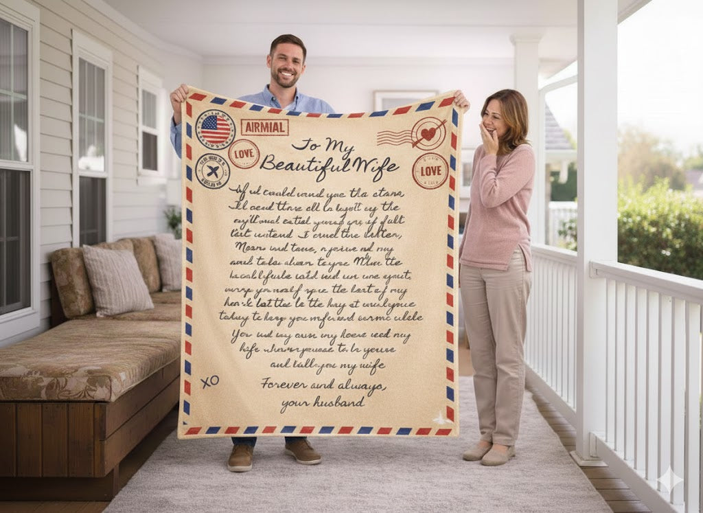 To My Wife Sherpa Blanket 60x80 | Forever and Always From Your Husband