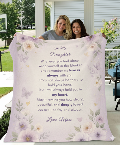 To My Daughter Blanket – Soft Velveteen Plush Floral Throw Gift from Mom – 50×60 Inspirational Keepsake Blanket