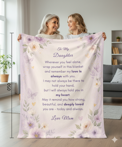 To My Daughter Blanket – Soft Velveteen Plush Floral Throw Gift from Mom – 50×60 Inspirational Keepsake Blanket