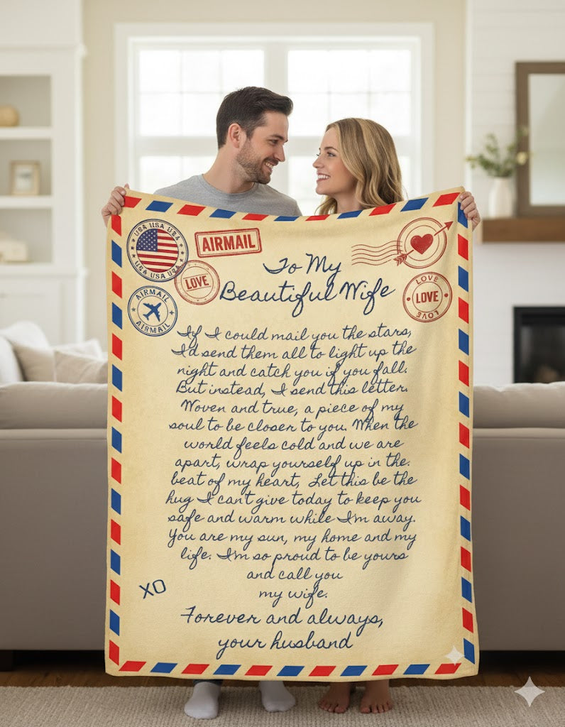 To My Wife Sherpa Blanket 60x80 | Forever and Always From Your Husband